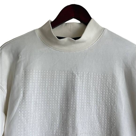 Noisy May Sweatshirt Women XS Cream High Neck Matte Sequence Design Cozy Warm - Picture 14 of 15